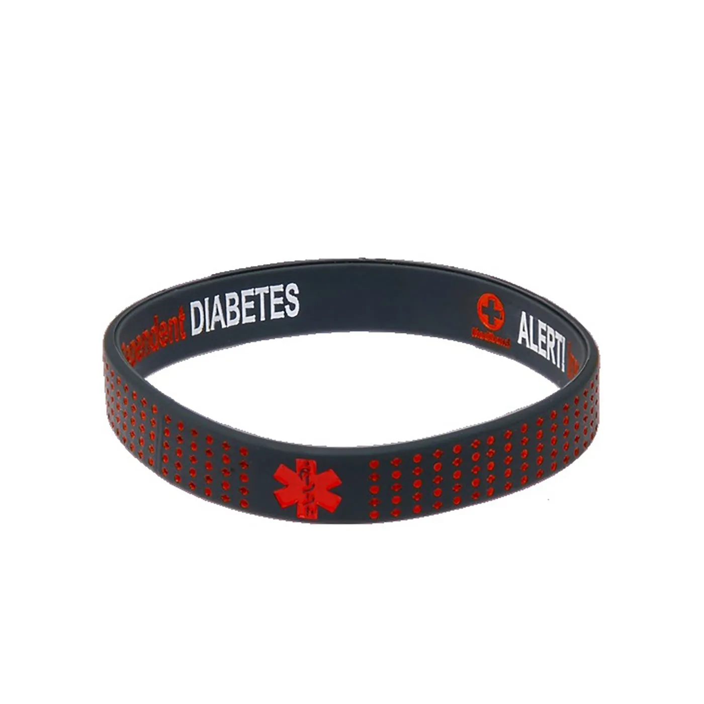 Mediband Insulin Dependent Reverse Wristband Dark Grey with Dots