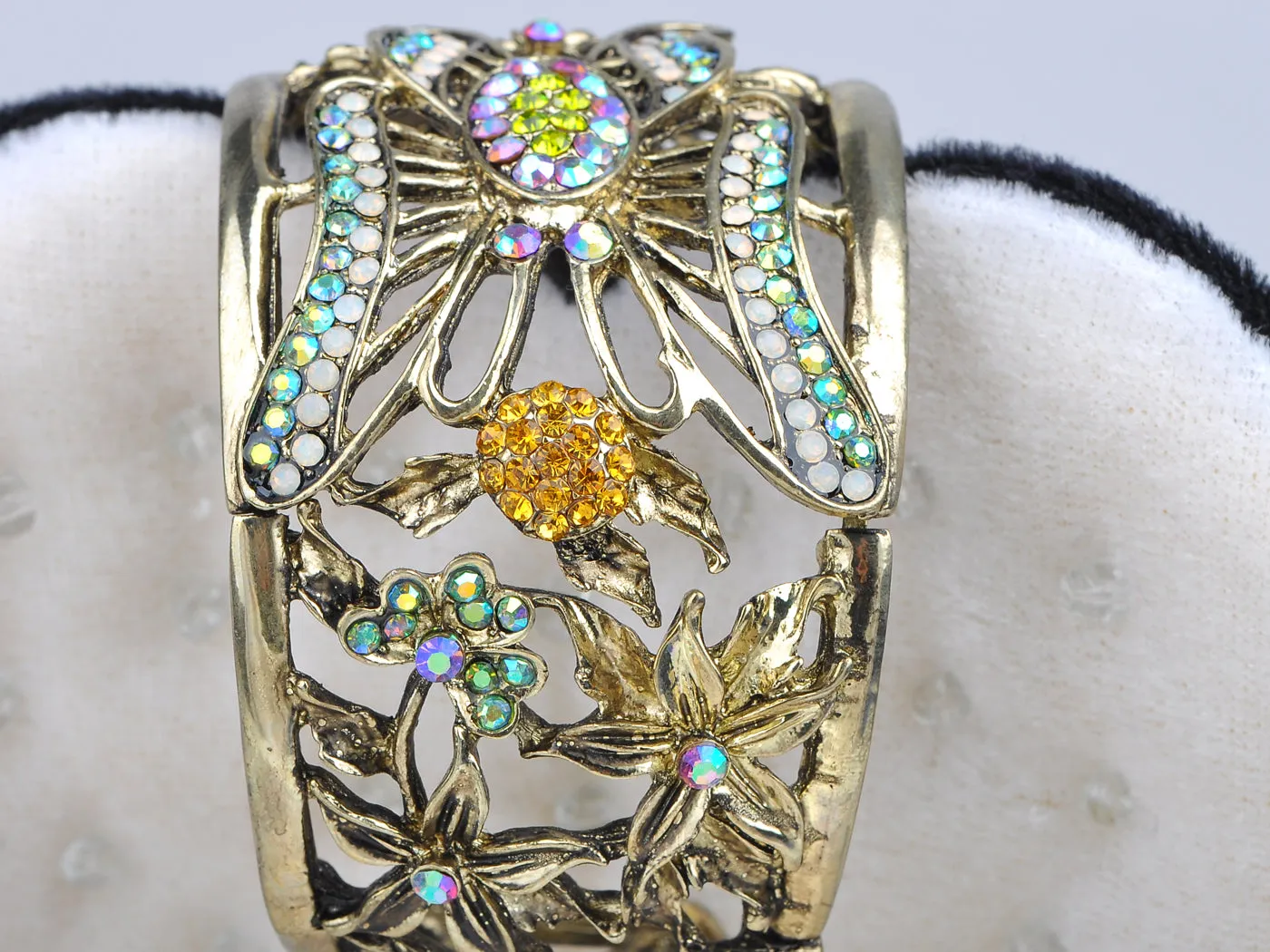 Multi Color Antique White Opal Peridot Topaz Butterfly Cuff