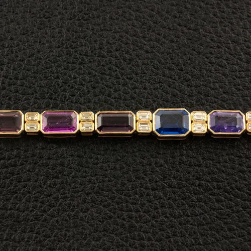 Multi-color Sapphire & Diamond Necklace