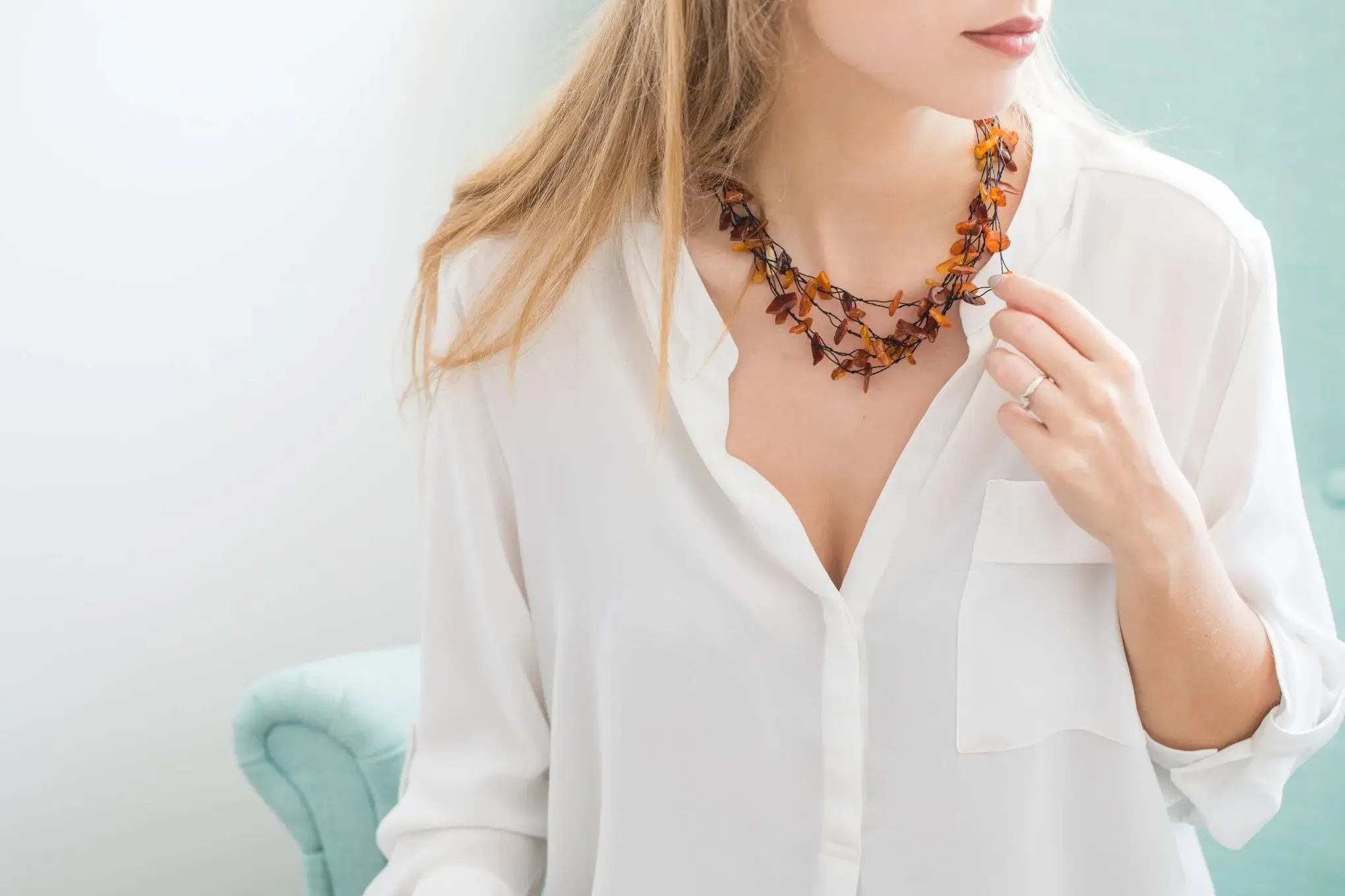 Multi Strand RAW Amber Necklace