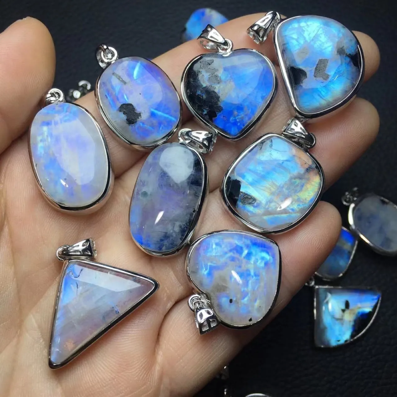 Natural Crystal Blue Moonstone Pendant