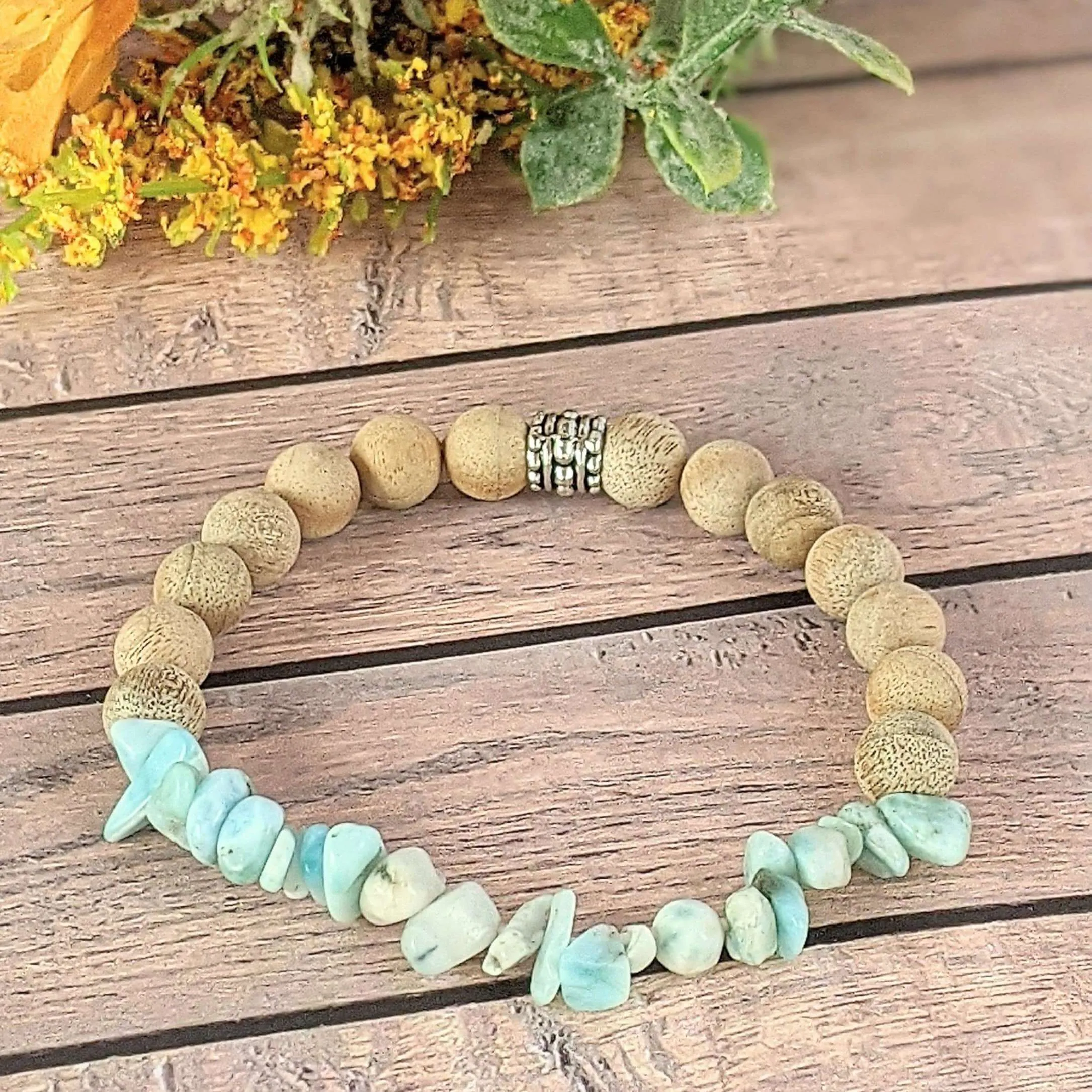 Natural Larimar Gemstone Chip Diffuser Bracelet-Peace & Clarity Bracelet