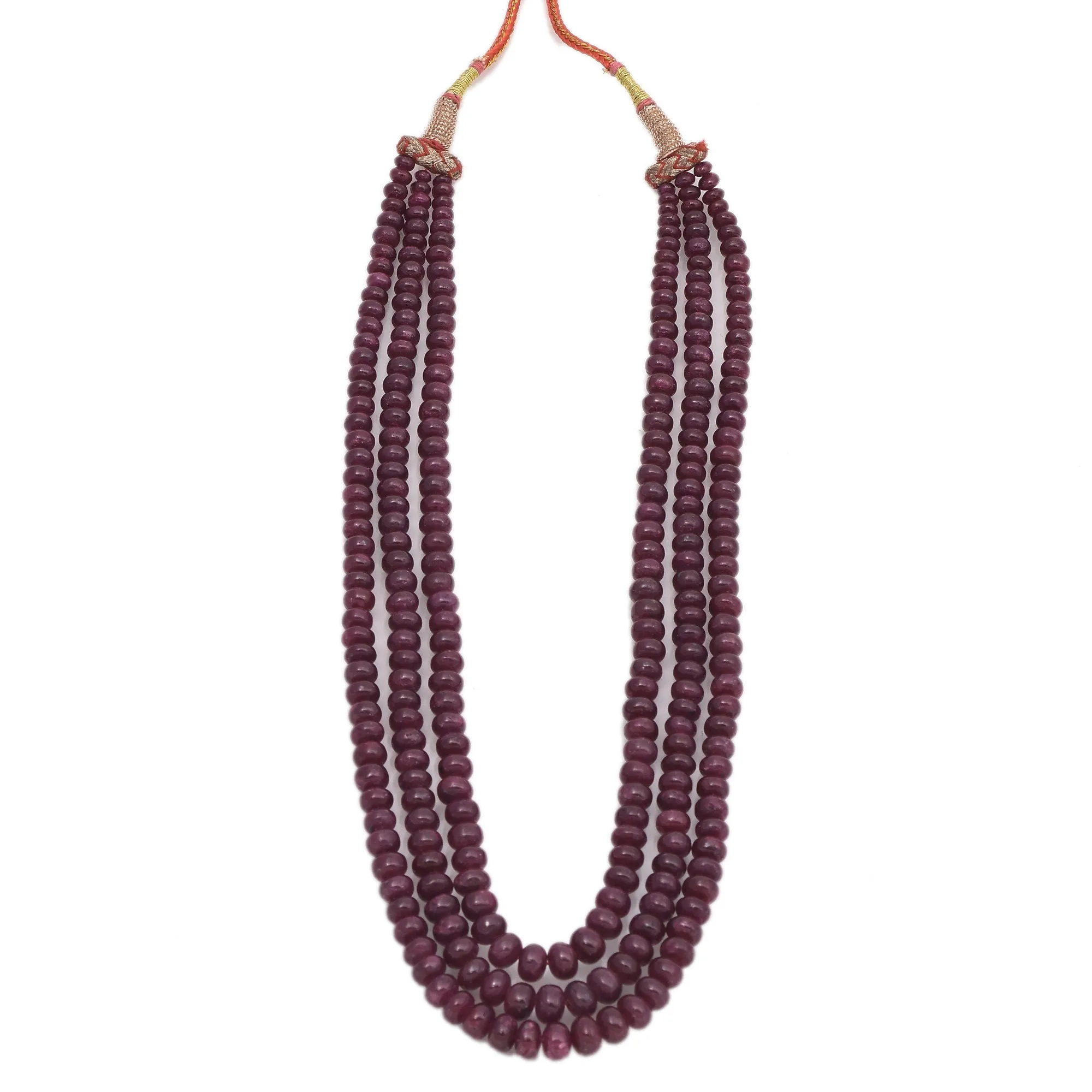 Natural Premium Ruby Gemstone Smooth Polished Beaded Necklace