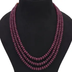 Natural Premium Ruby Gemstone Smooth Polished Beaded Necklace