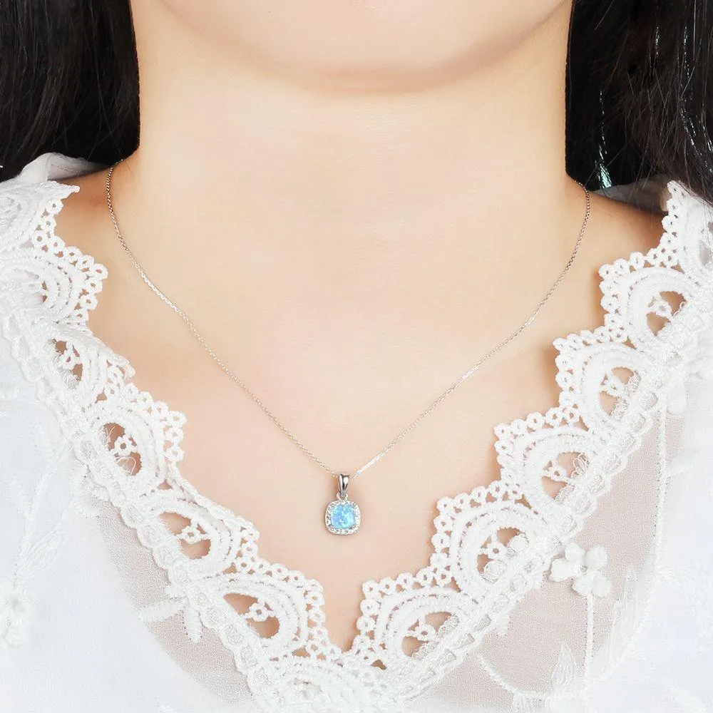 Opal Silver Fashion Pendant Necklace