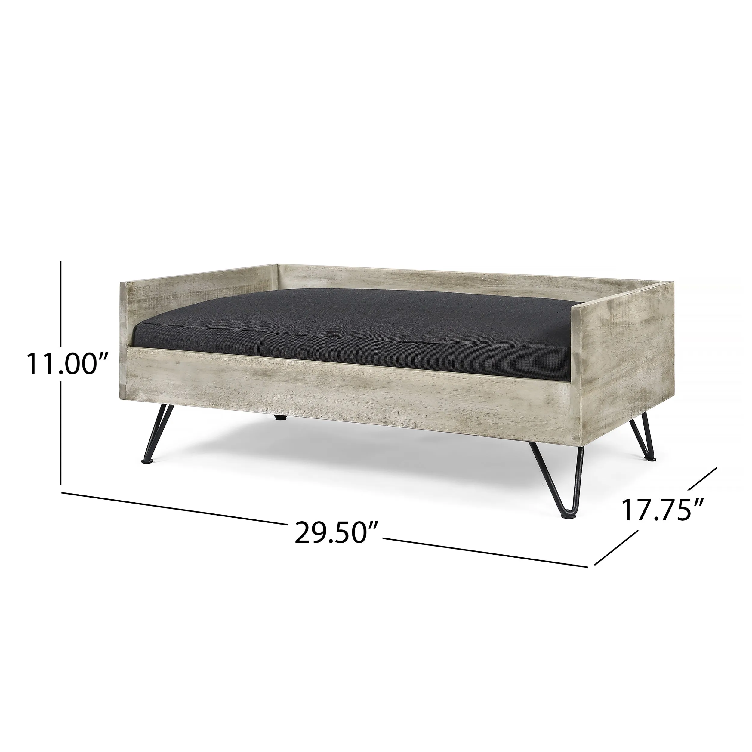 Ophelia Mid-Century Modern Cushioned Wood Frame Dog Bed