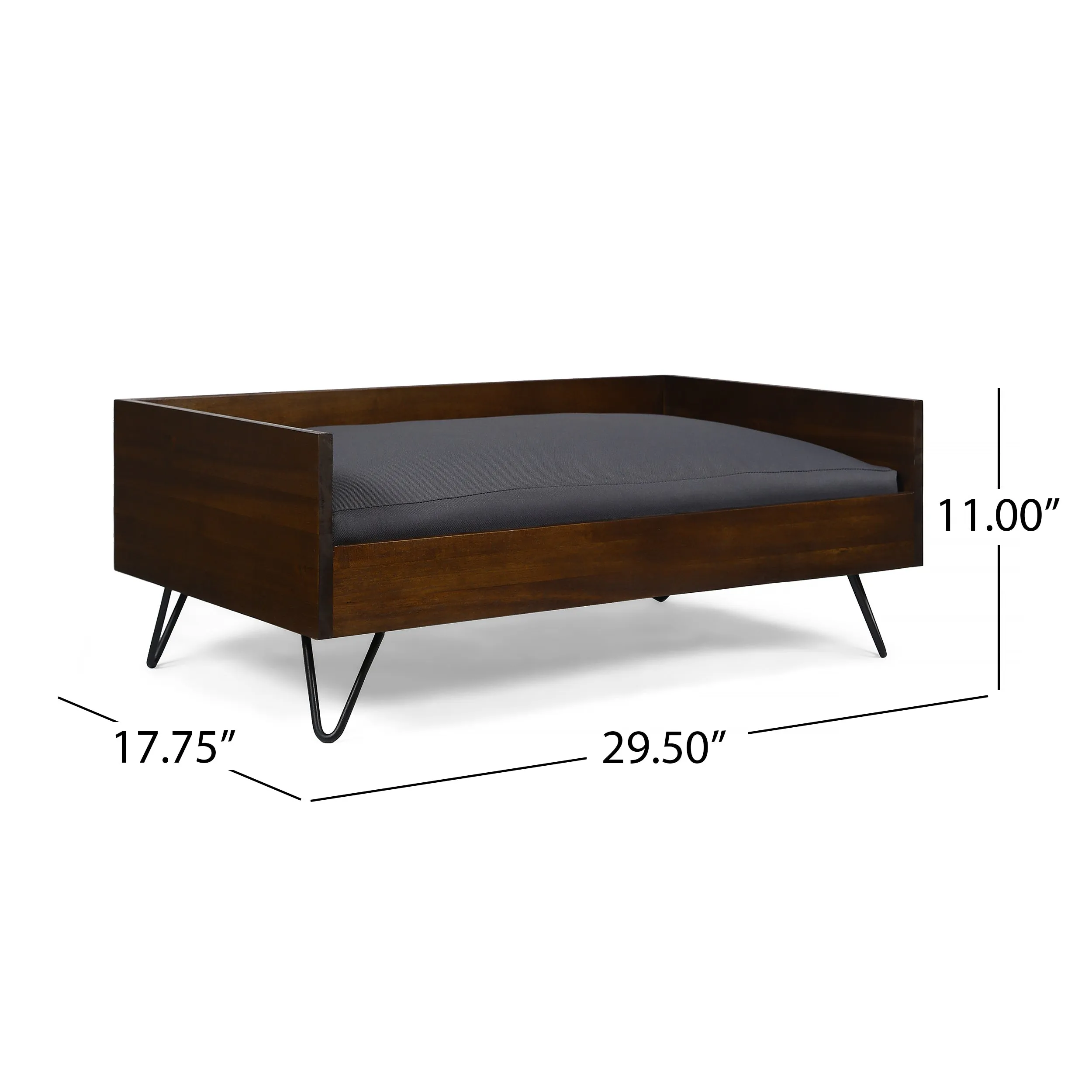 Ophelia Mid-Century Modern Cushioned Wood Frame Dog Bed