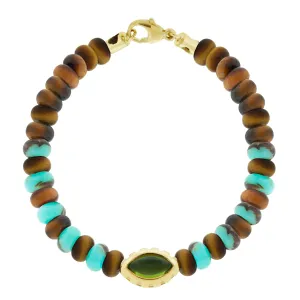 Peridot Eye of the Idol Jasper/Tiger's Eye Bead Bracelet