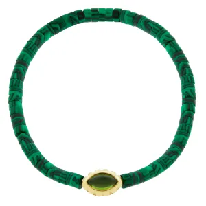 Peridot Eye of the Idol Malachite Bead Bracelet