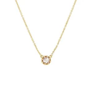 Petite Crown Bezel Diamond Necklace