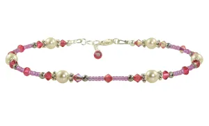 Pink Crystal Pearl Beaded Anklet