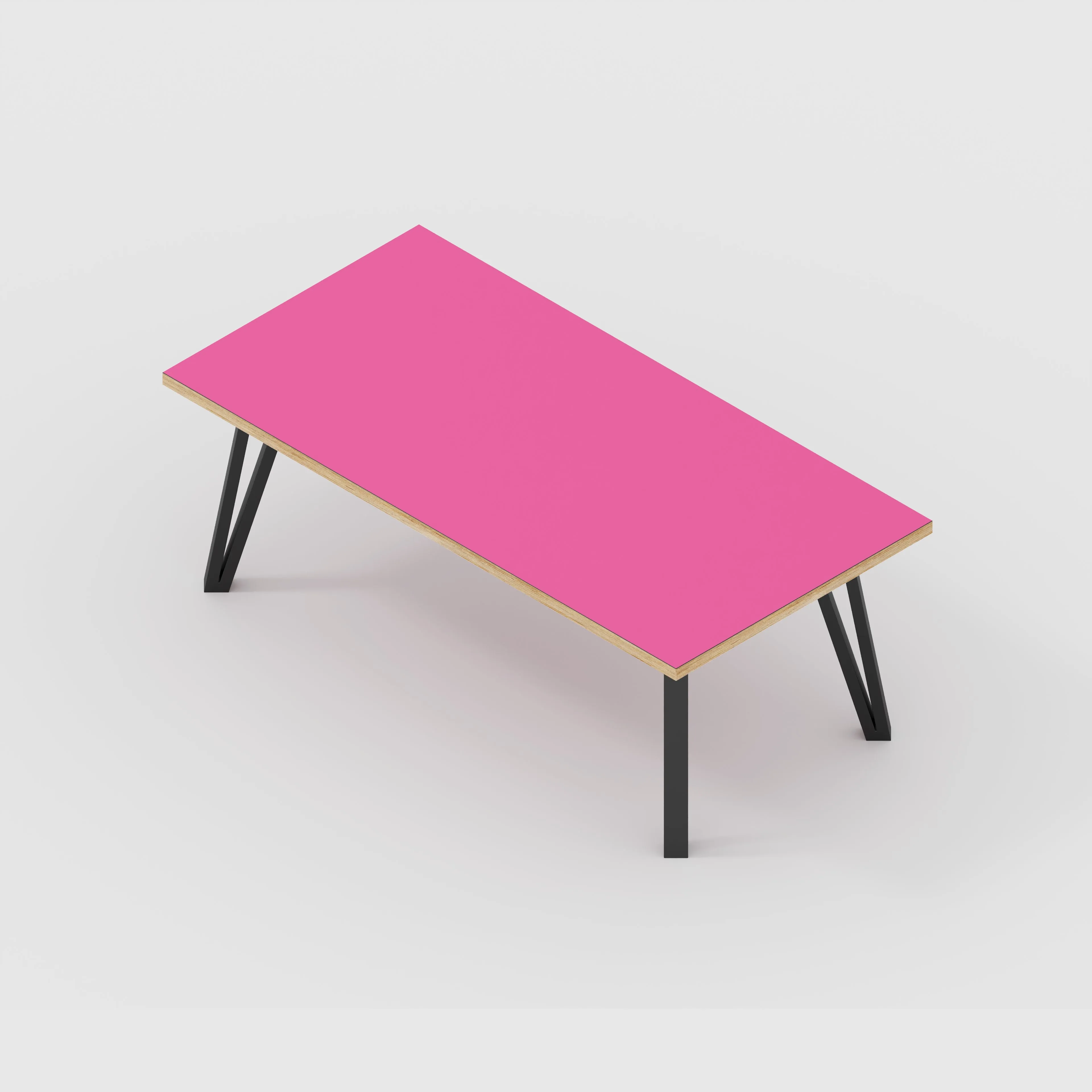 Plywood Coffee Table with Black Box Hairpin Legs - Formica Juicy Pink - 1200(w) x 600(d) x 425(h)