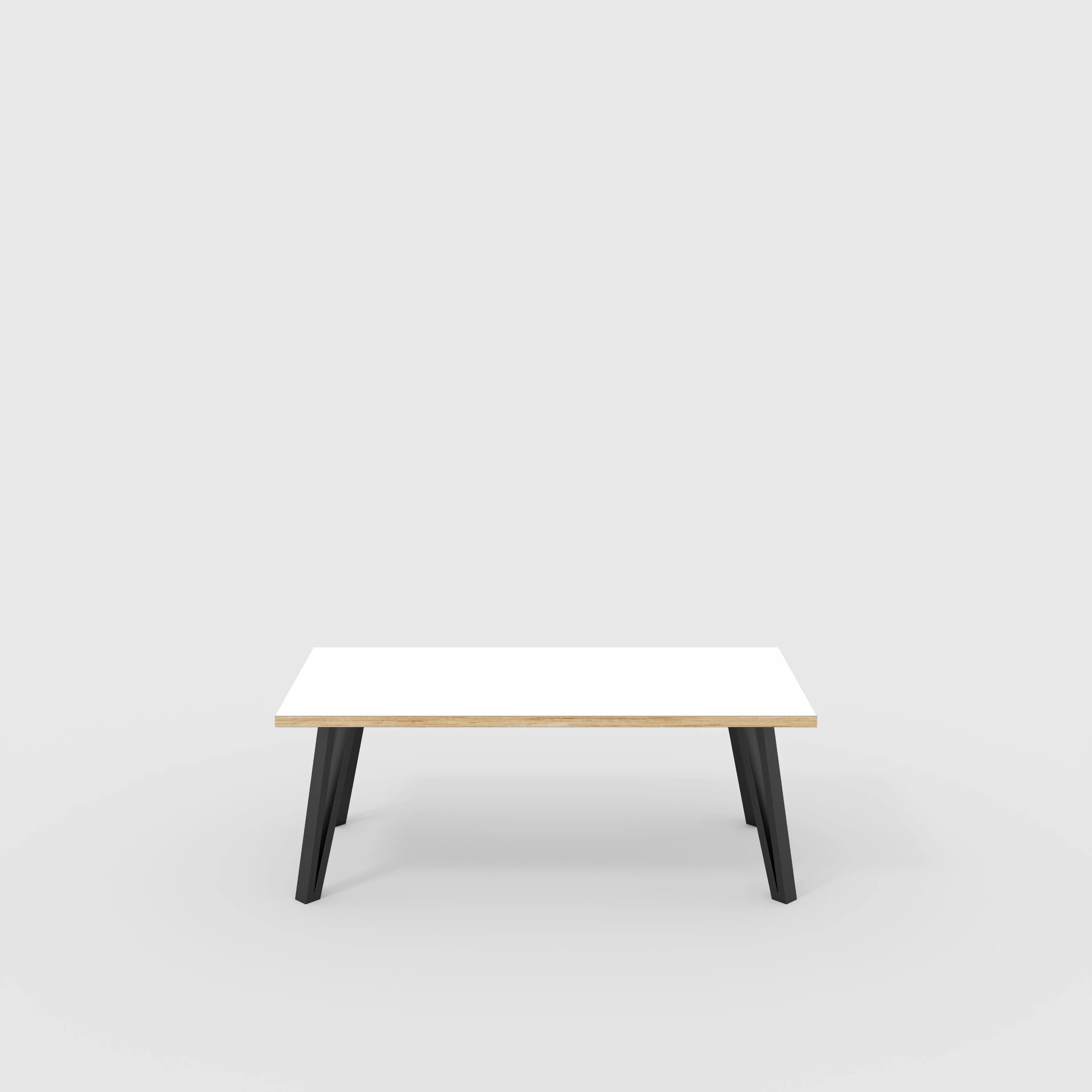 Plywood Coffee Table with Black Box Hairpin Legs - Formica White - 1200(w) x 600(d) x 425(h)