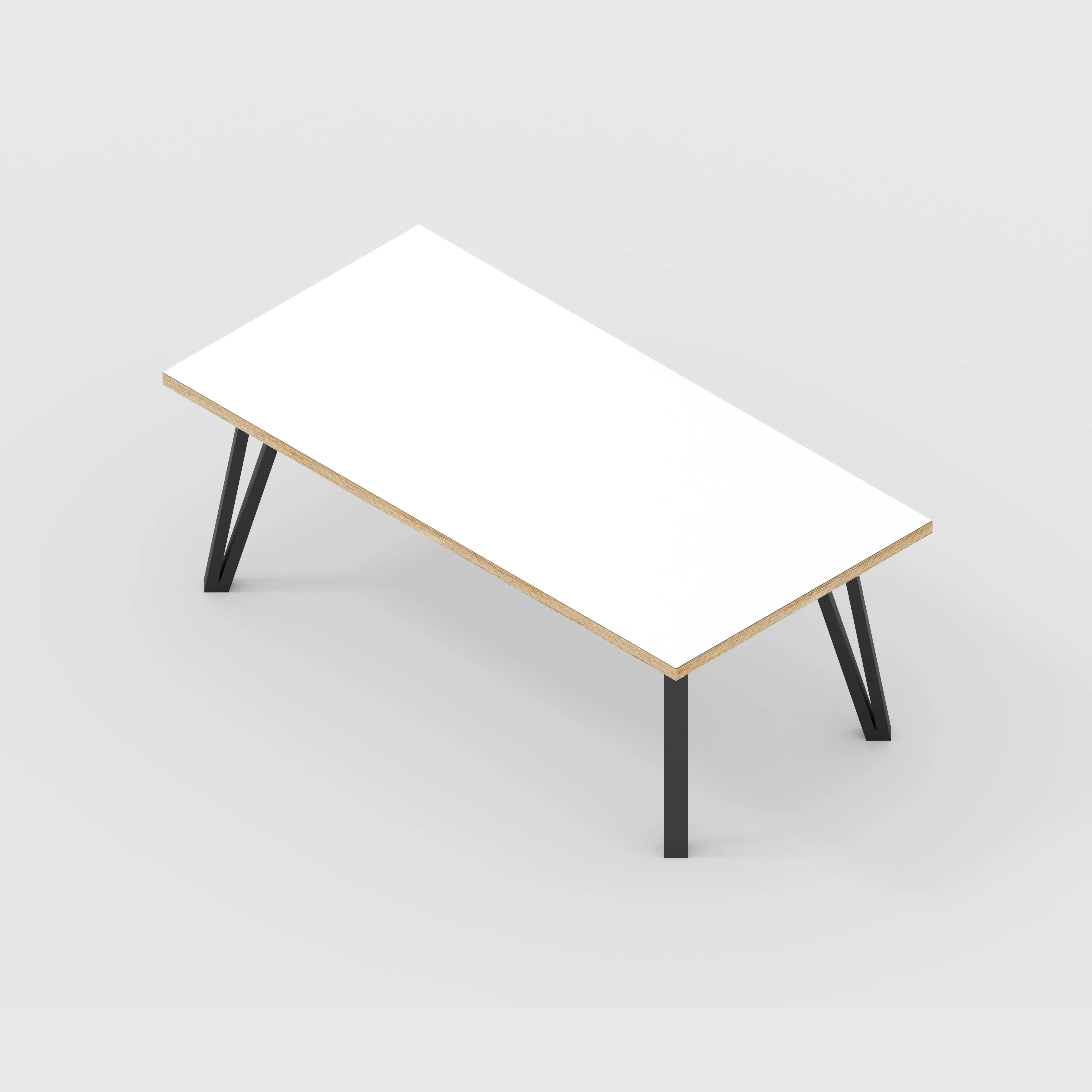 Plywood Coffee Table with Black Box Hairpin Legs - Formica White - 1200(w) x 600(d) x 425(h)