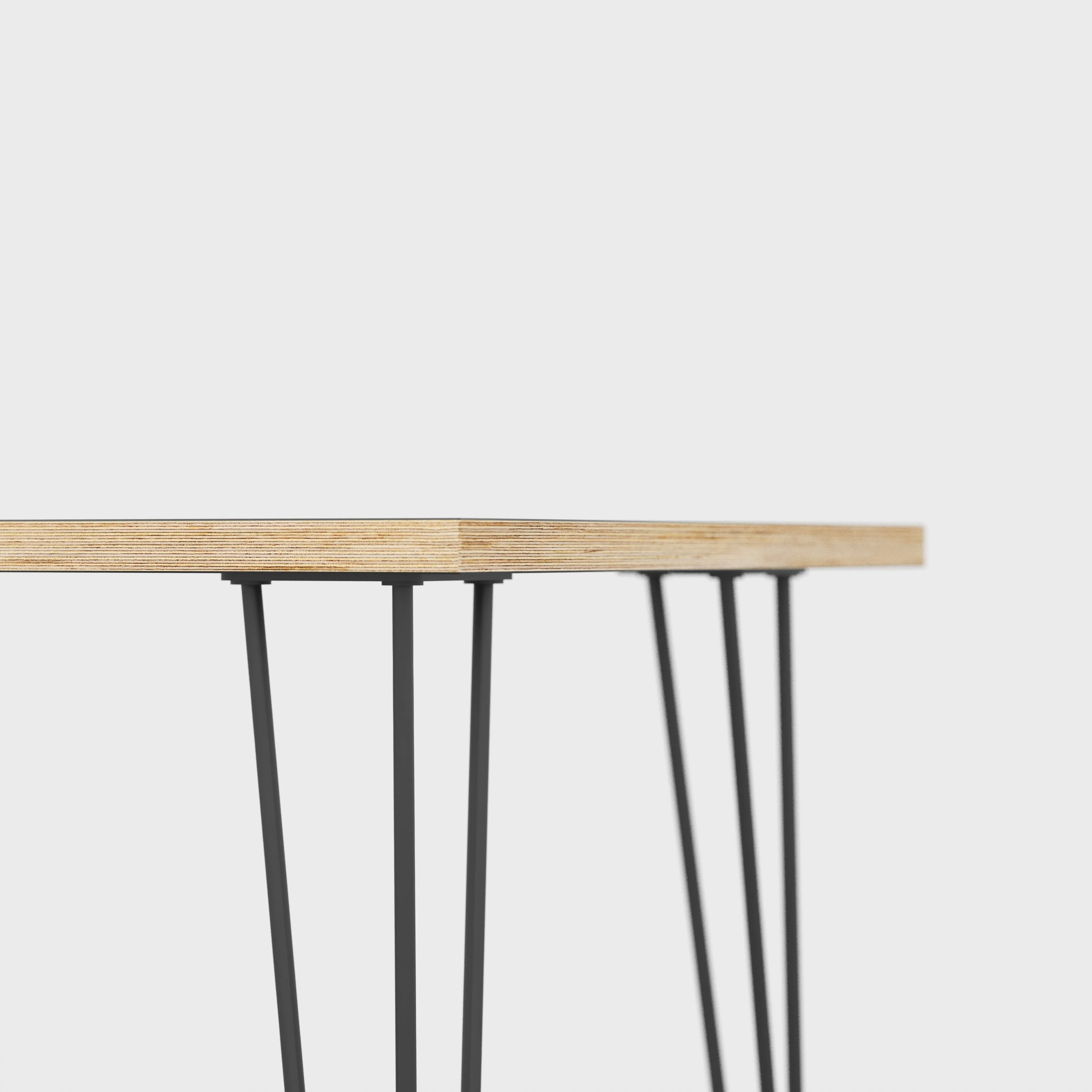 Plywood Coffee Table with Black Hairpin Legs - Formica Tornado Grey - 1200(w) x 600(d) x 425(h)