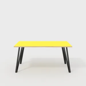 Plywood Desk with Black Box Hairpin Legs - Formica Chrome Yellow - 1600(w) x 800(d) x 735(h)