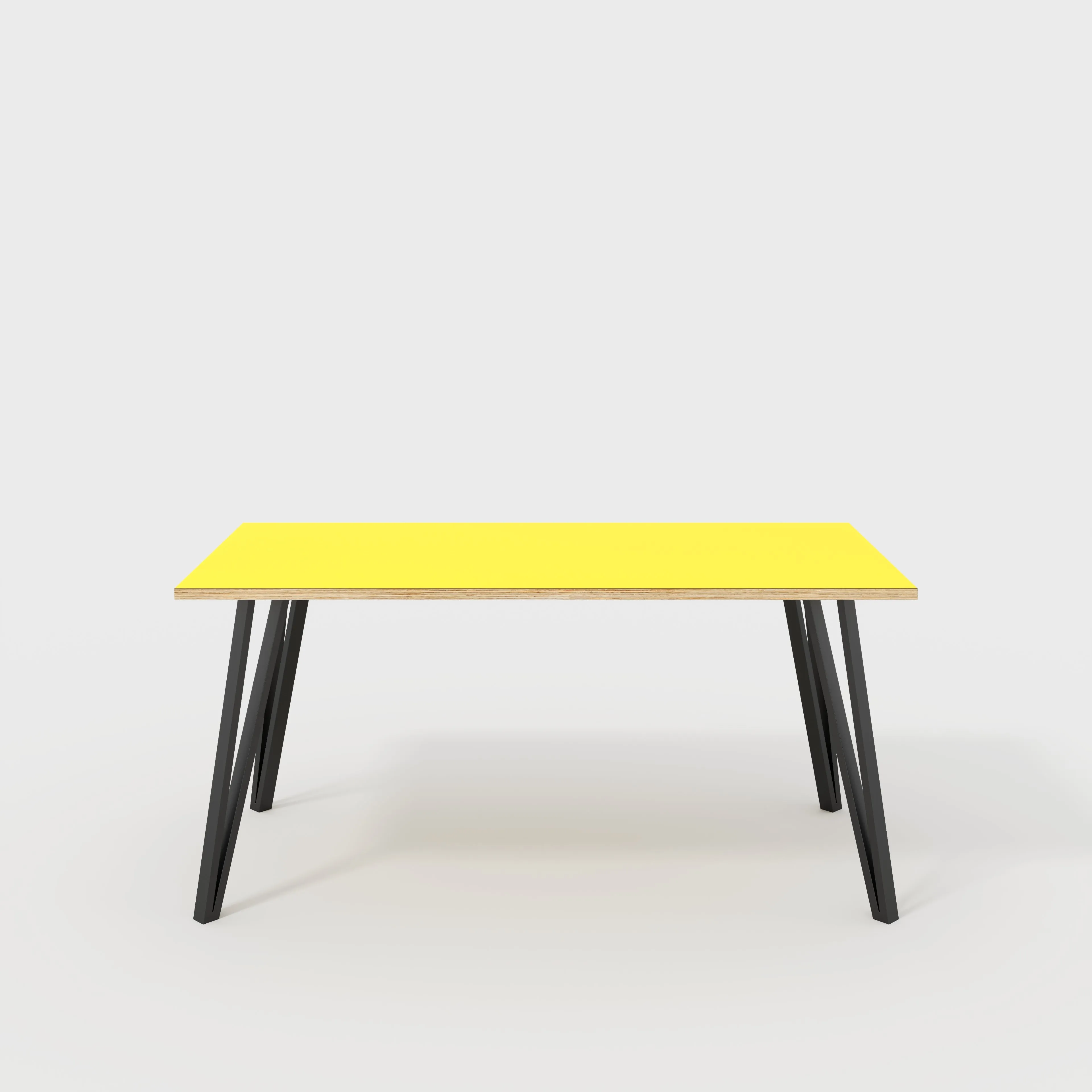 Plywood Desk with Black Box Hairpin Legs - Formica Chrome Yellow - 1600(w) x 800(d) x 735(h)