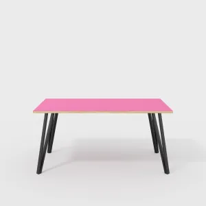 Plywood Desk with Black Box Hairpin Legs - Formica Juicy Pink - 1600(w) x 800(d) x 735(h)