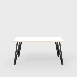 Plywood Table with Black Box Hairpin Legs - Formica White - 1600(w) x 800(d) x 735(h)