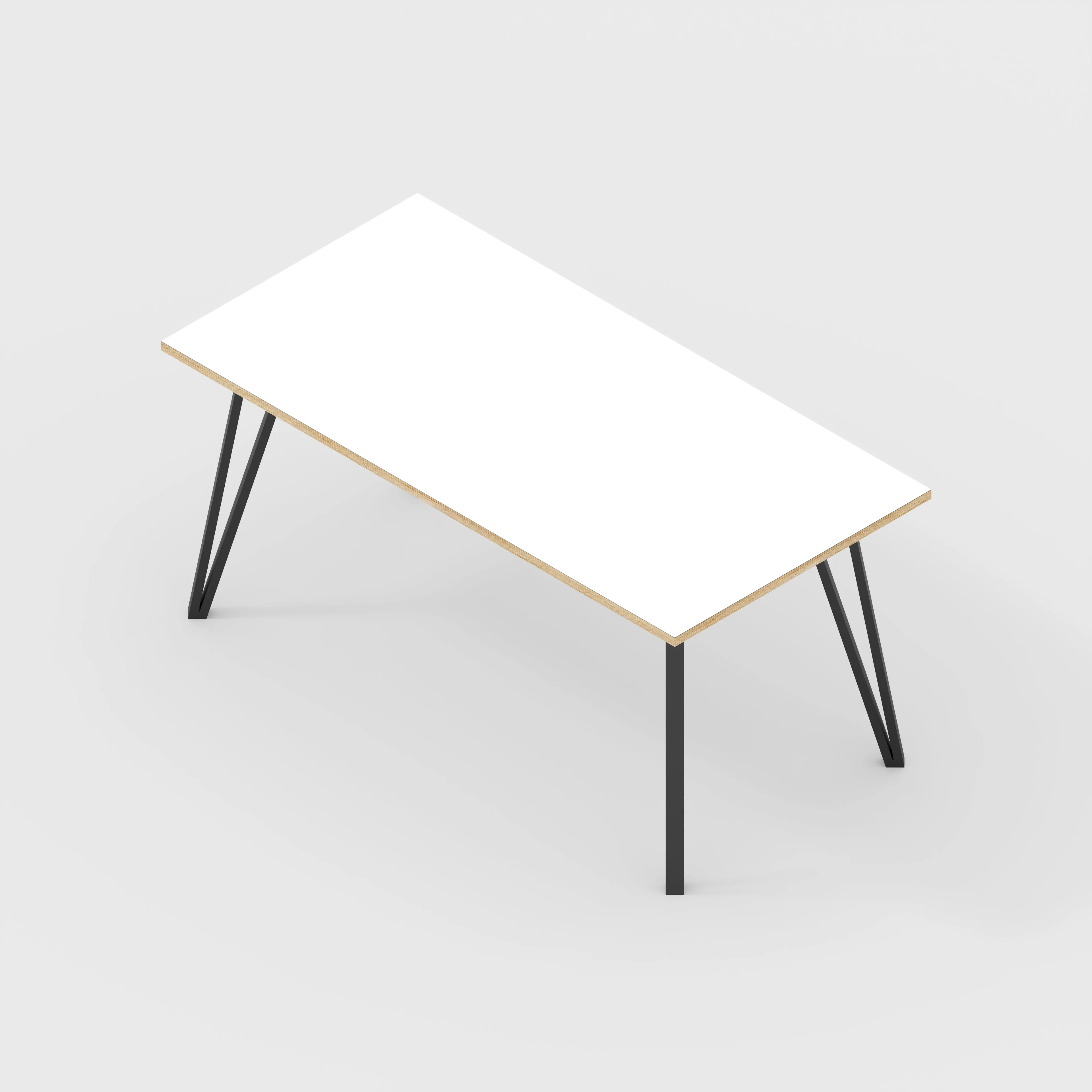 Plywood Table with Black Box Hairpin Legs - Formica White - 1600(w) x 800(d) x 735(h)