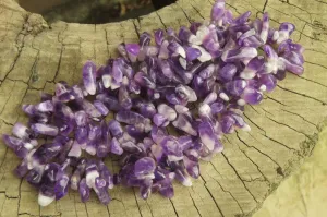 Polished Chevron Amethyst Hawaiian Style Beaded Tumble Chip Necklace - Sold Per Item - From Zambia