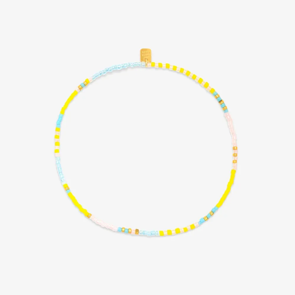 Pura Vida MIXED SEED BEAD GOLD STRETCH ANKLET - SUNSET BEACH