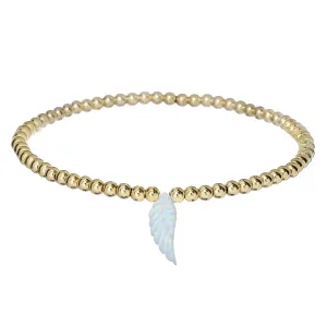 "ANGEL WING" Opal Charm and Gold Filled Ball Beaded Bracelet