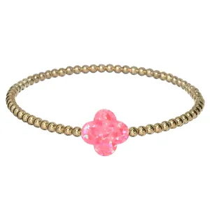 "LUCKY CLOVER" Large Opal on Gold Filled beaded Bracelet