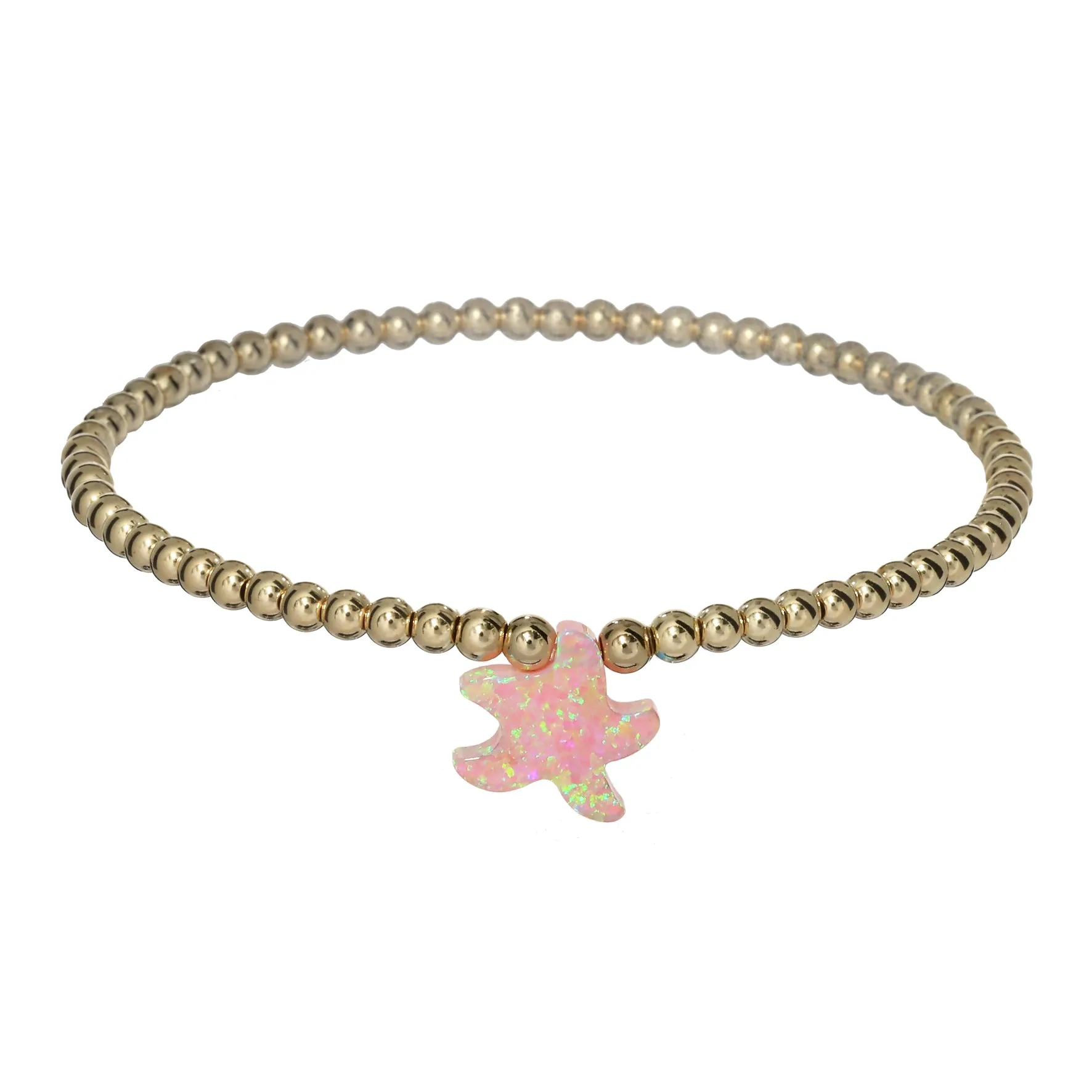 "SEA STAR" Opal Charm and Gold Filled Ball Beaded Bracelet