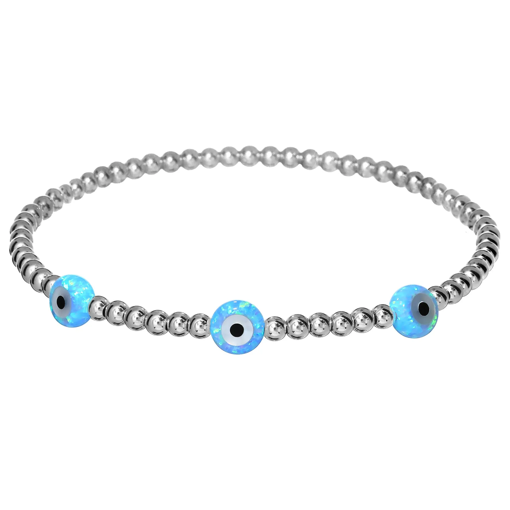 "TRIPLE EVIL EYE" Small Opal Charm Bracelet