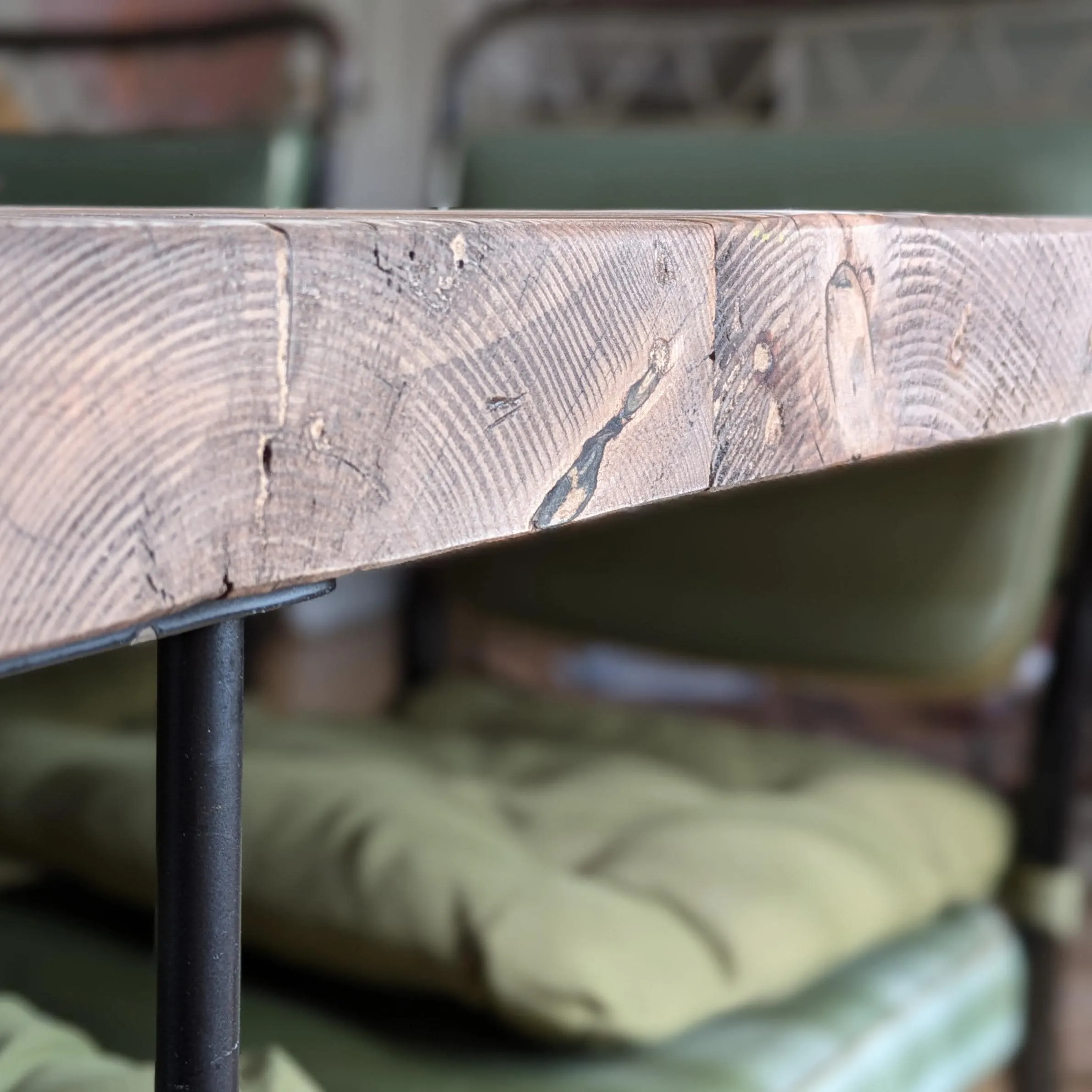 RAMAO: Thick Reclaimed Hairpin Dining Table, Handmade in the UK