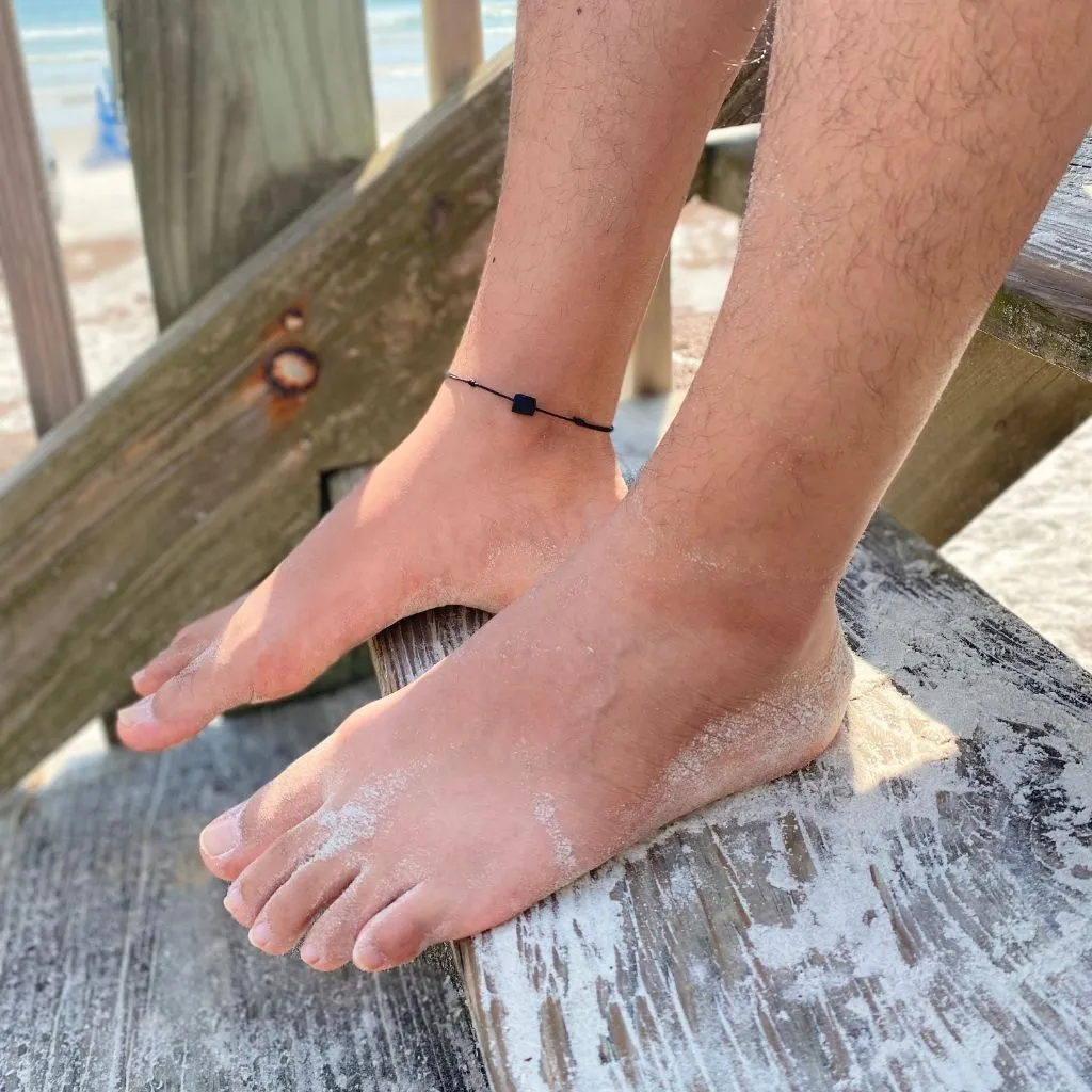 Raw Black Tourmaline Anklet - Adjustable & Grounding