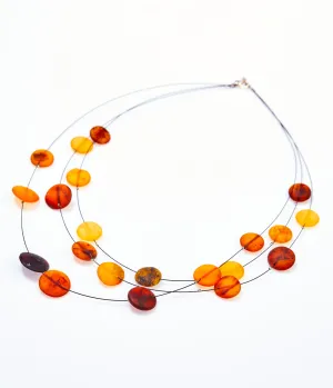 RAW Layered Colourful Amber Discs necklace