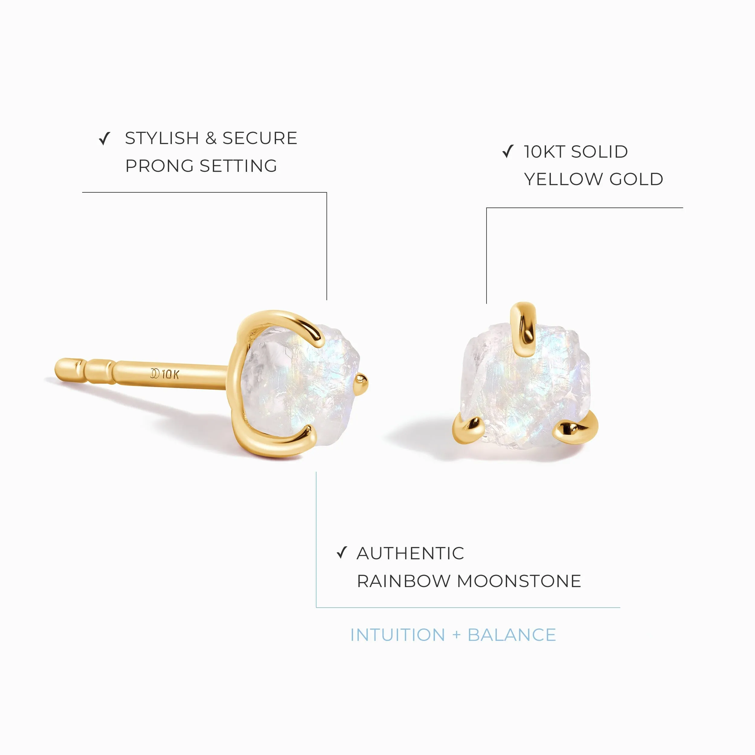 Raw Moonstone Earrings - Unique