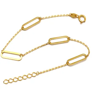 Real Gold 4 Paper Clip Adjustable Size Bracelet 8199 BR1516