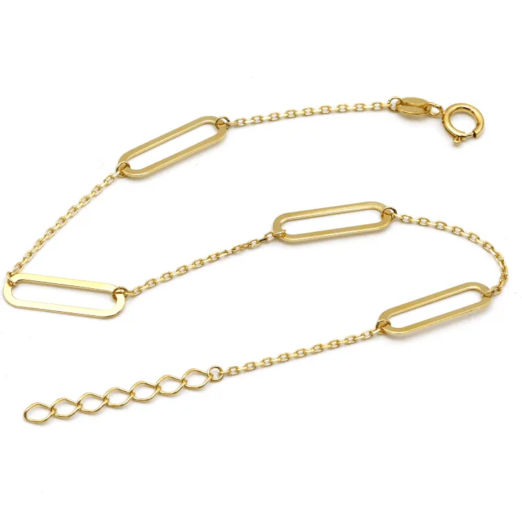 Real Gold 4 Paper Clip Adjustable Size Bracelet 8199 BR1516