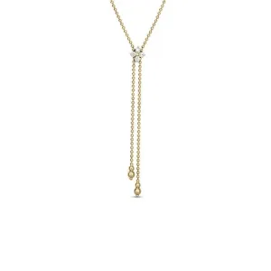 Roberto Coin Love in Verona Diamond Flower Lariat Necklace in 18K Yellow Gold