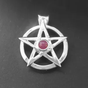 Ruby Pentagram Pendant - Solid Silver - July Birthstone -  Handmade To Order Pentagram Necklace