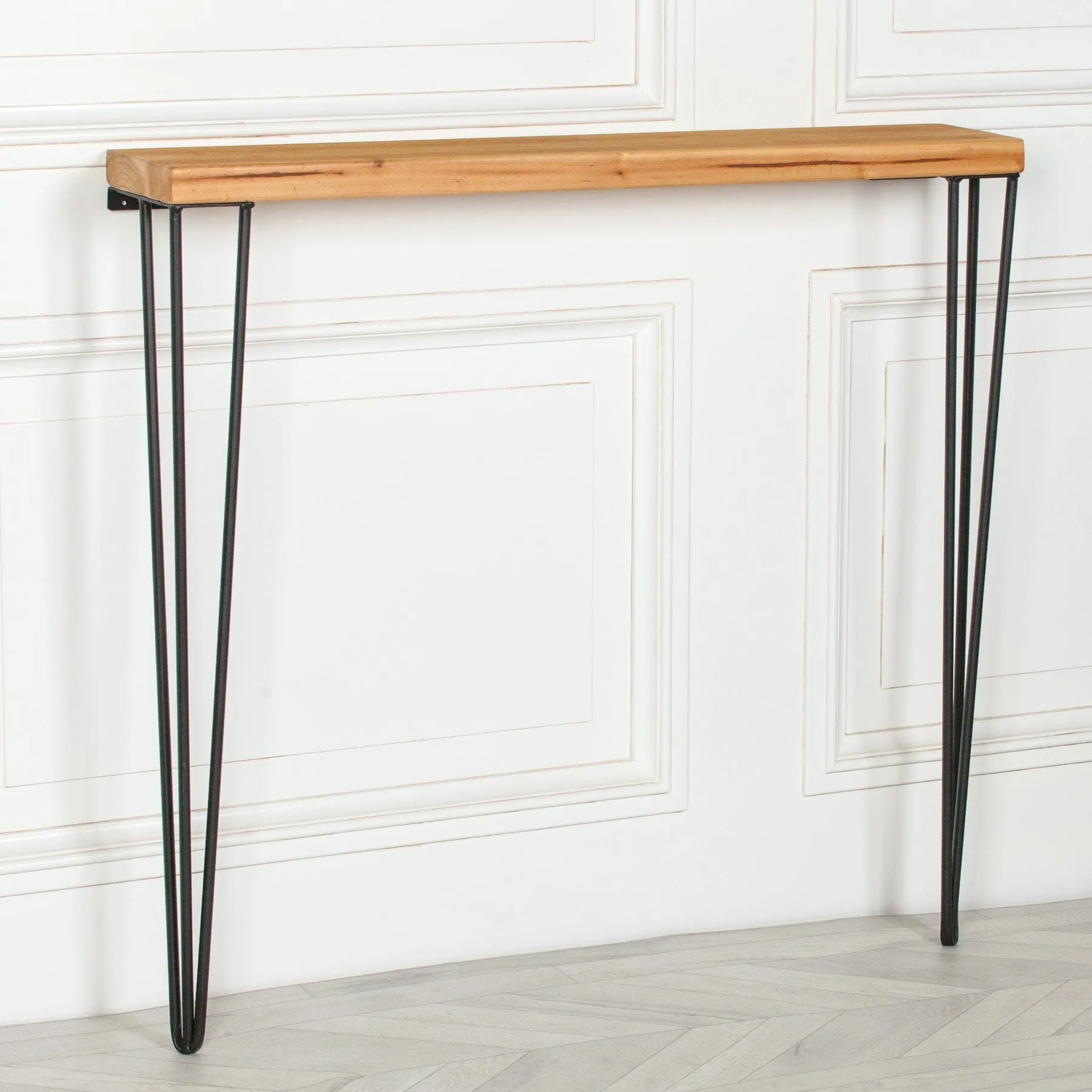 Rustic Wooden Hairpin Hall Table Console 92Cm