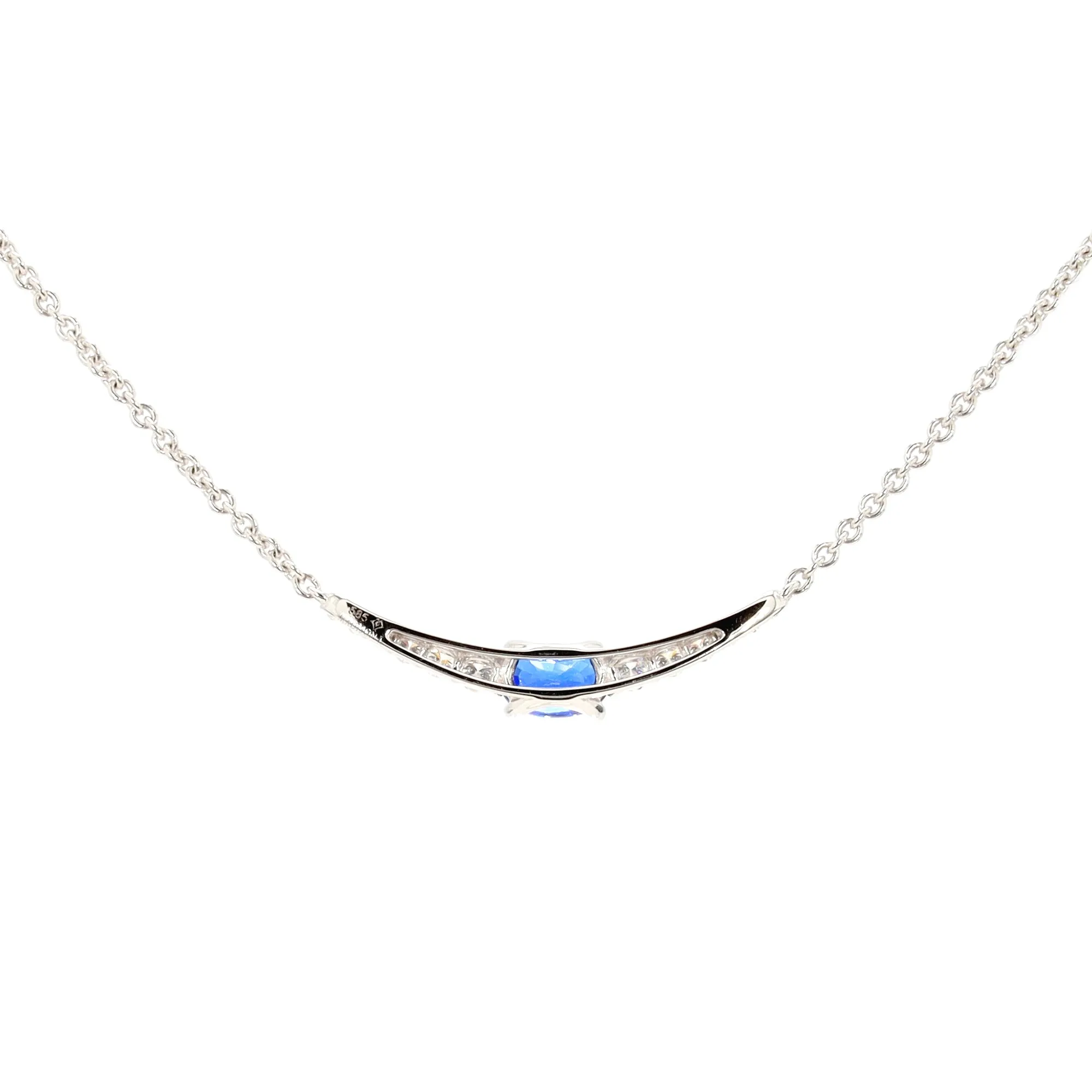 Sapphire and Diamond Fixed Pendant Necklace