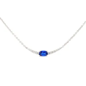 Sapphire and Diamond Fixed Pendant Necklace