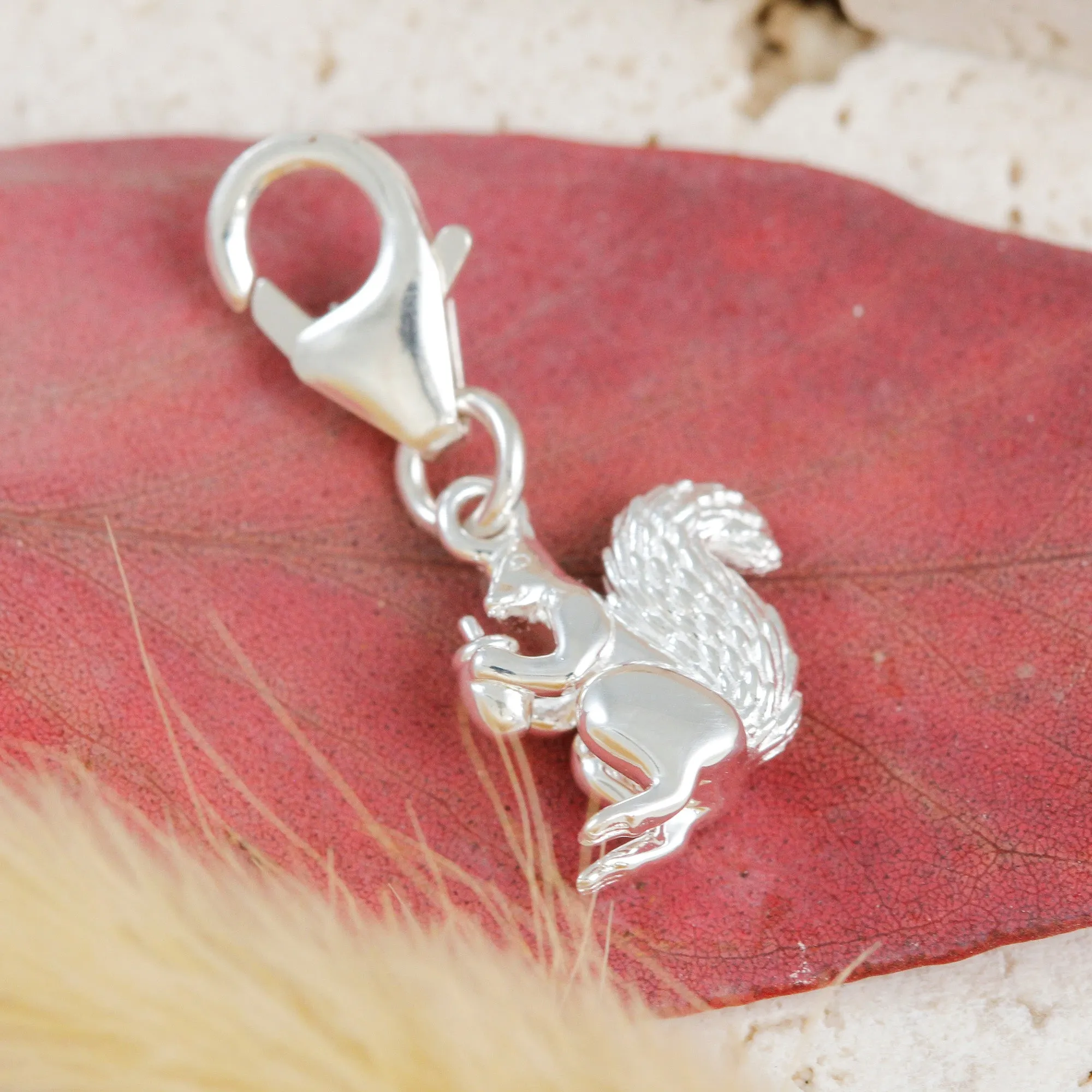 Squirrel Silver Charm