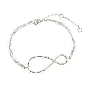 Sterling Silver 925 Rhodium Plated Exaggerated Infinity Sign Bracelet