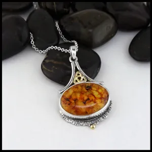 Sterling Silver Pendant with Amber