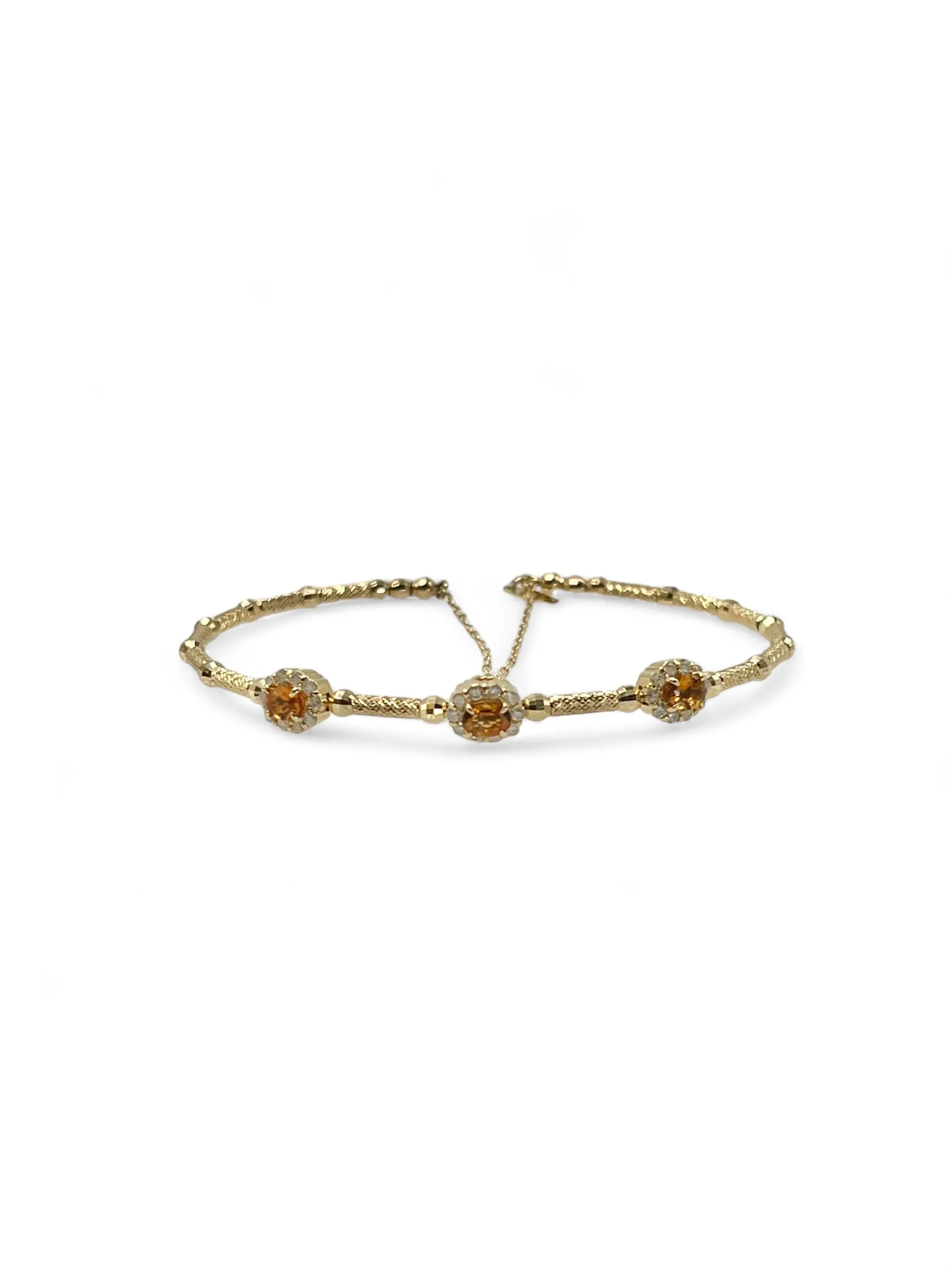 STRETCHABLE YELLOW GOLD OVAL CITRINE BANGLE