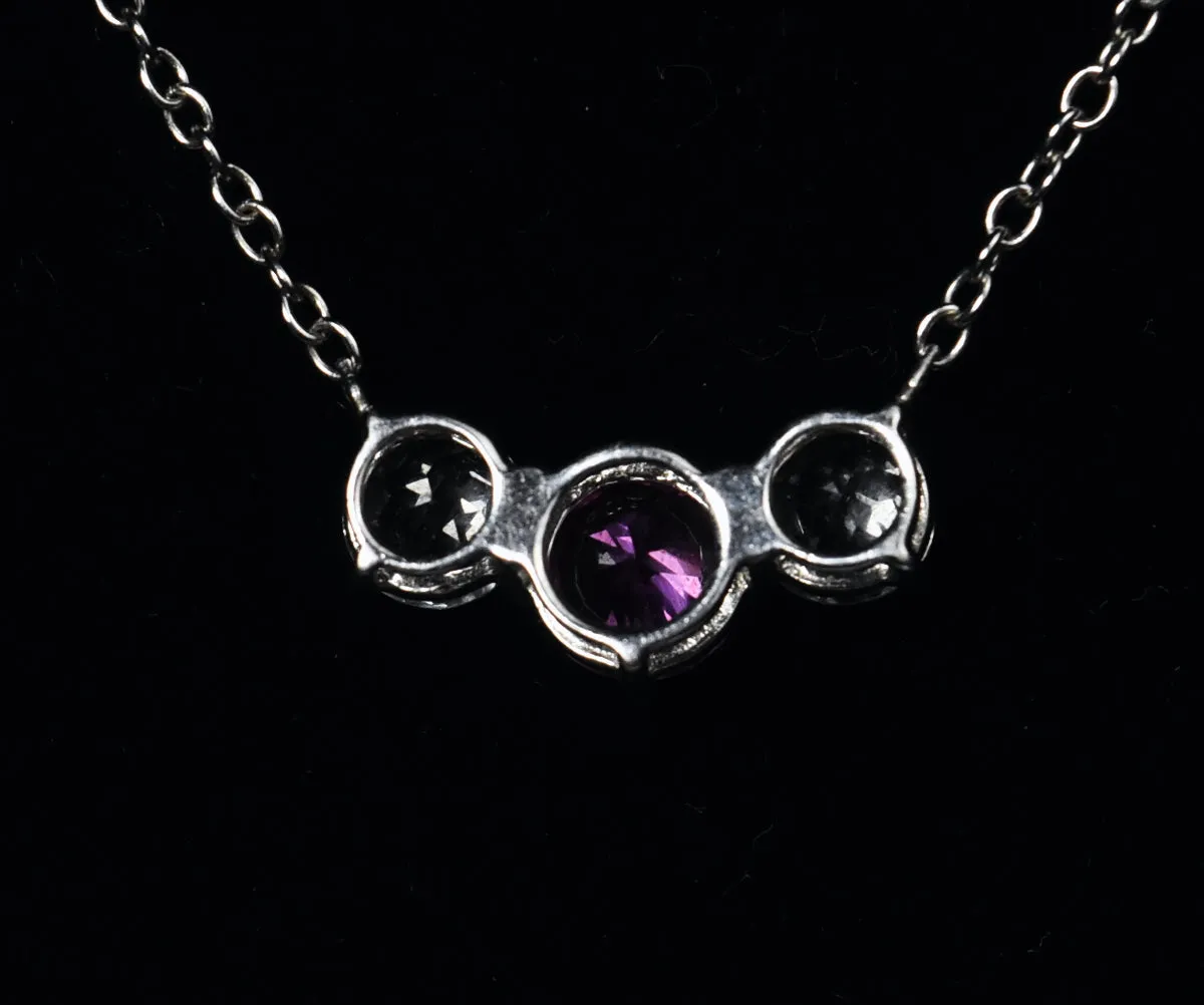 Synthetic Pink Sapphire and White Topaz Sterling Silver Necklace