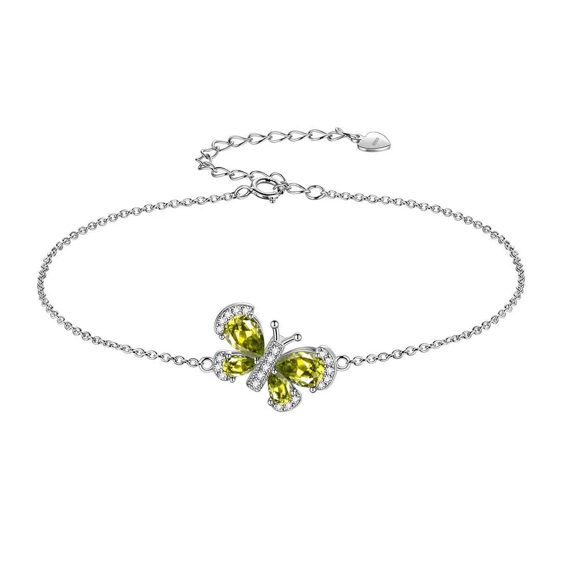 Tokyo Mart Butterfly Bracelet Birthstone August Peridot Crystal Women Girls Jewelry Birthday Gift