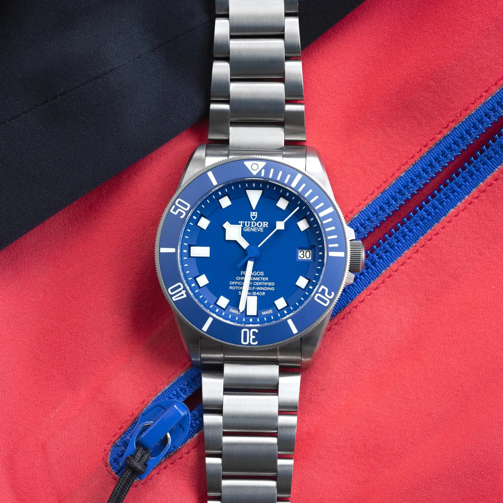 TUDOR Pelagos 42mm Case, Blue Dial, Titanium Bracelet (M25600TB-0001)