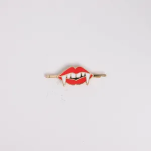 Vampire Lips Hairpin - 18k Gold Cloisonné Enamel Jewelry