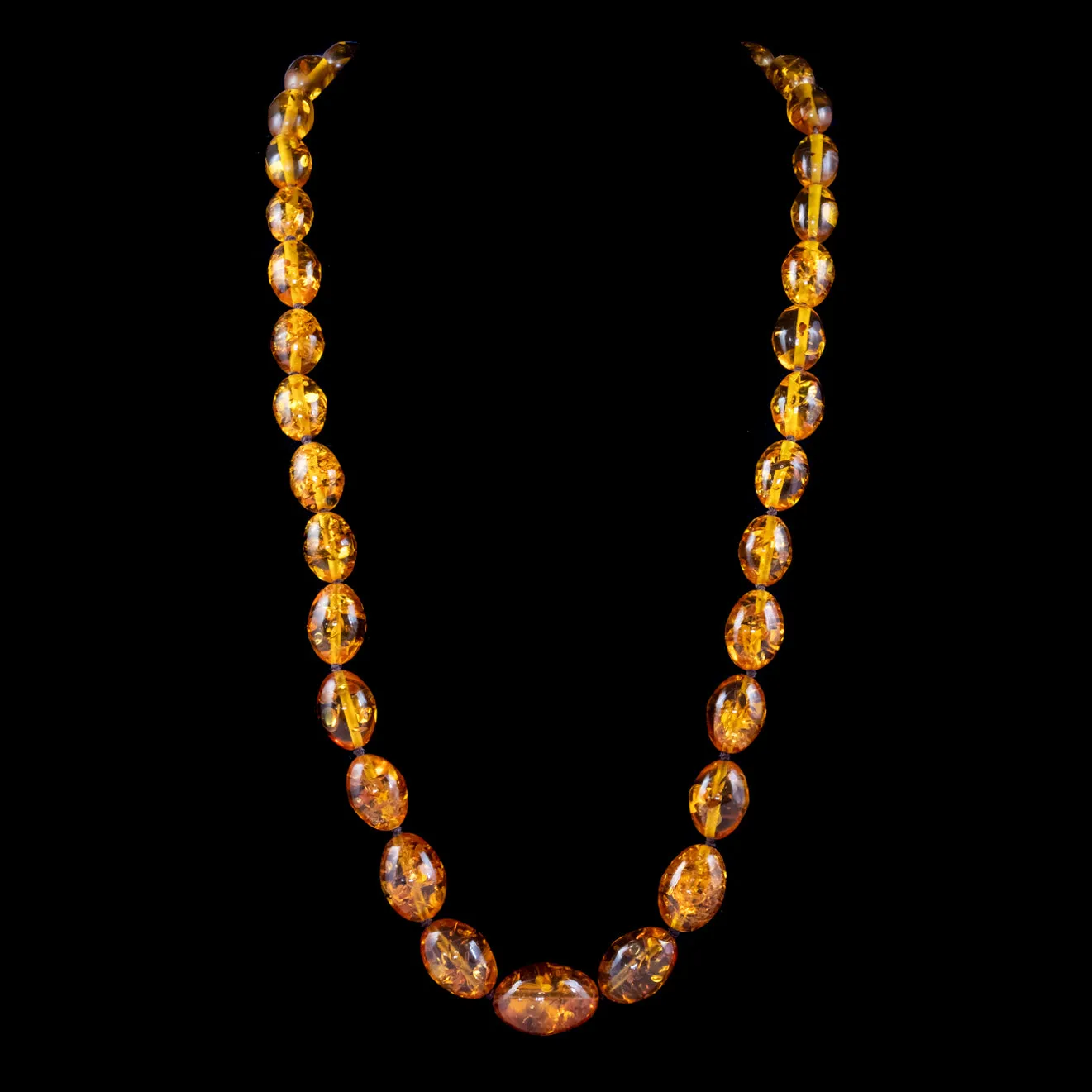 Vintage Amber Bead Necklace 18ct Gold Clasp